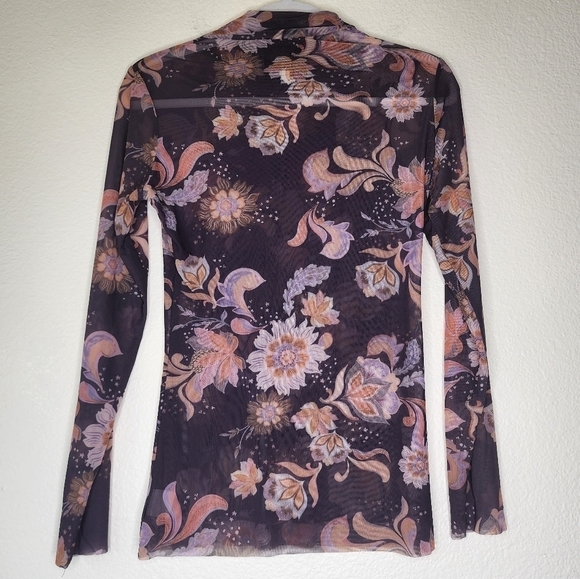 Johnny Was Jade Harmonia Floral-Print Mesh Mock Neck Top S - Picture 5 of 7